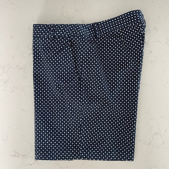 Izod Athletic Cotton Spandex 6.5" Sporty Golf Print Pattern Shorts Navy+Wht Sz 8 - Picture 1 of 11